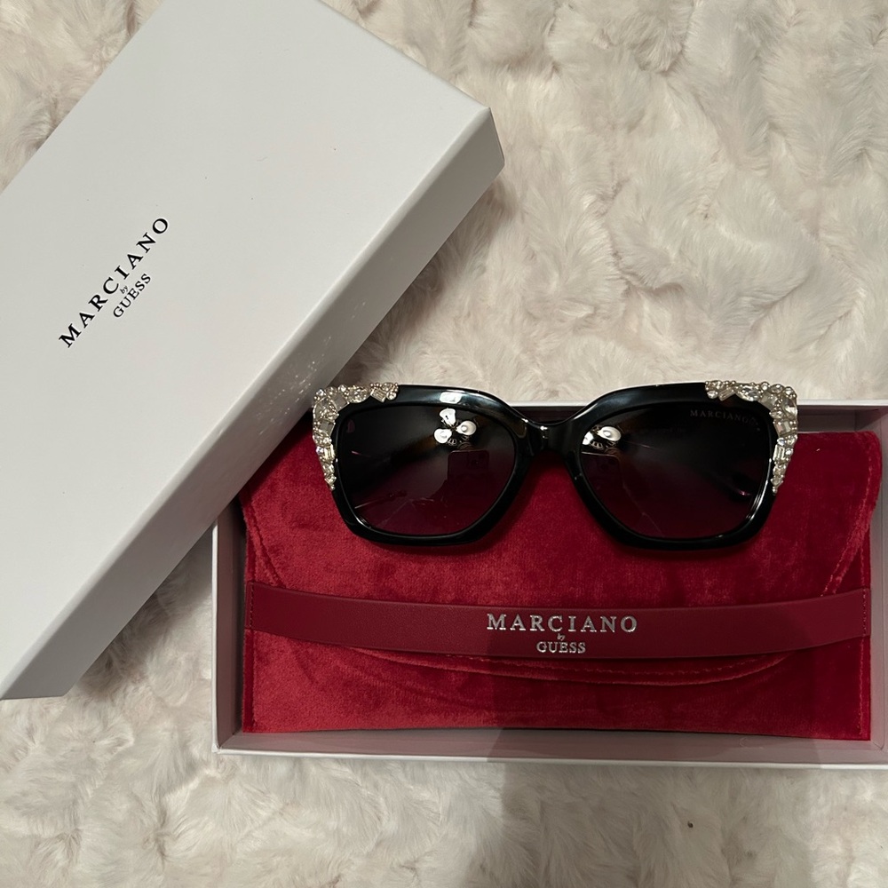 Guess by Marciano Black Sunglasses with Sparkling Accents